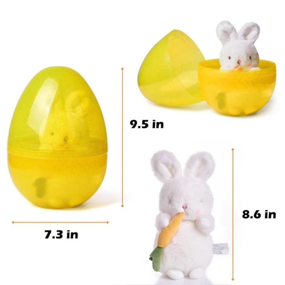White Bunny Stuffed Animal with Yellow Egg